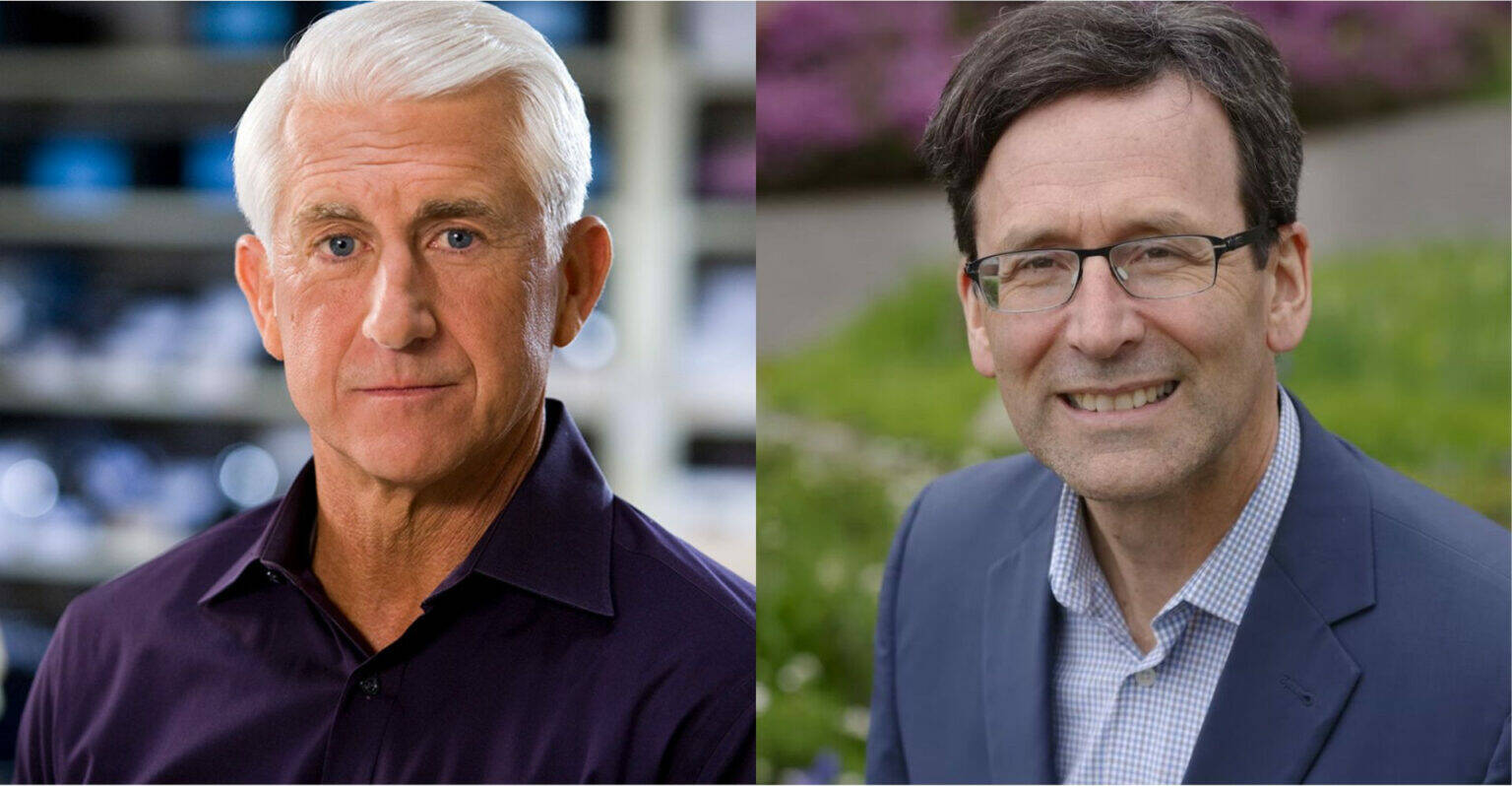 Republican Dave Reichert, left, and Democrat Bob Ferguson, right, are competing in Washington’s 2024 governor’s race. (Photos courtesy of campaigns)