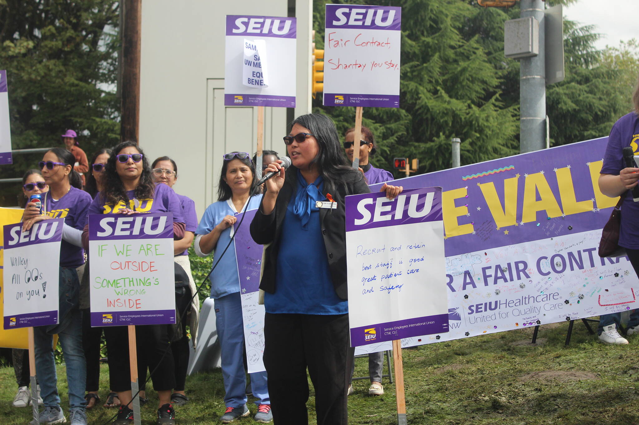 Photos by Bailey Jo Josie/Sound Publishing
Renton City Councilmember Kim-Khánh Van spoke to the crowd, ending her speech with “When we fight, we win!”