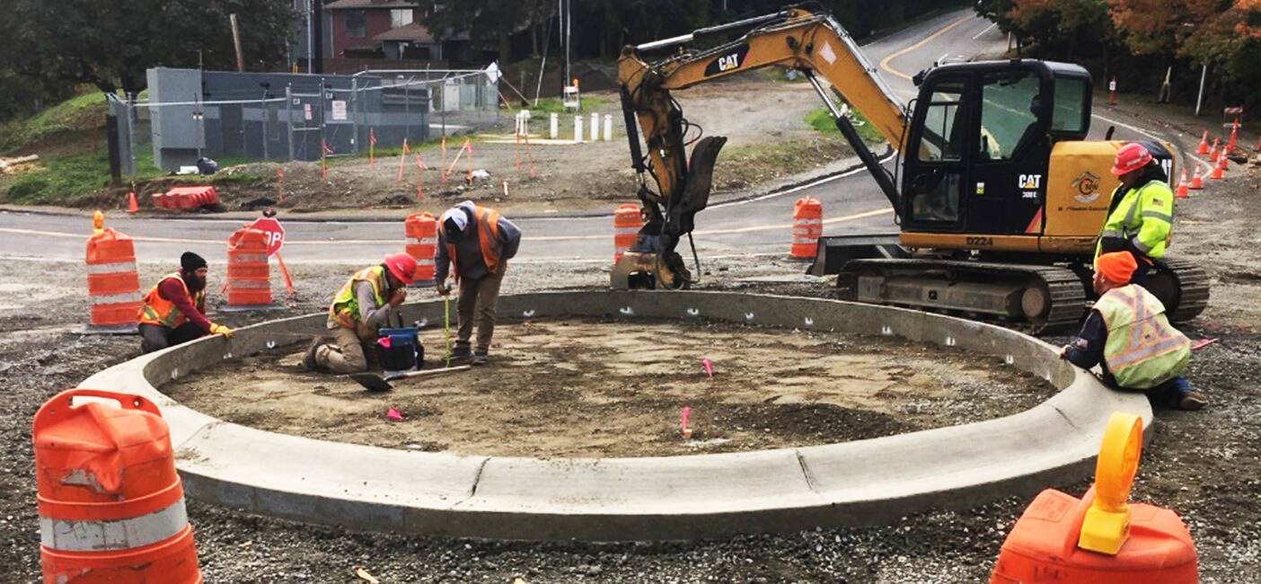 Crews work in October on one of the new Reith Road roundabouts in Kent. COURTESY PHOTO, City of Kent