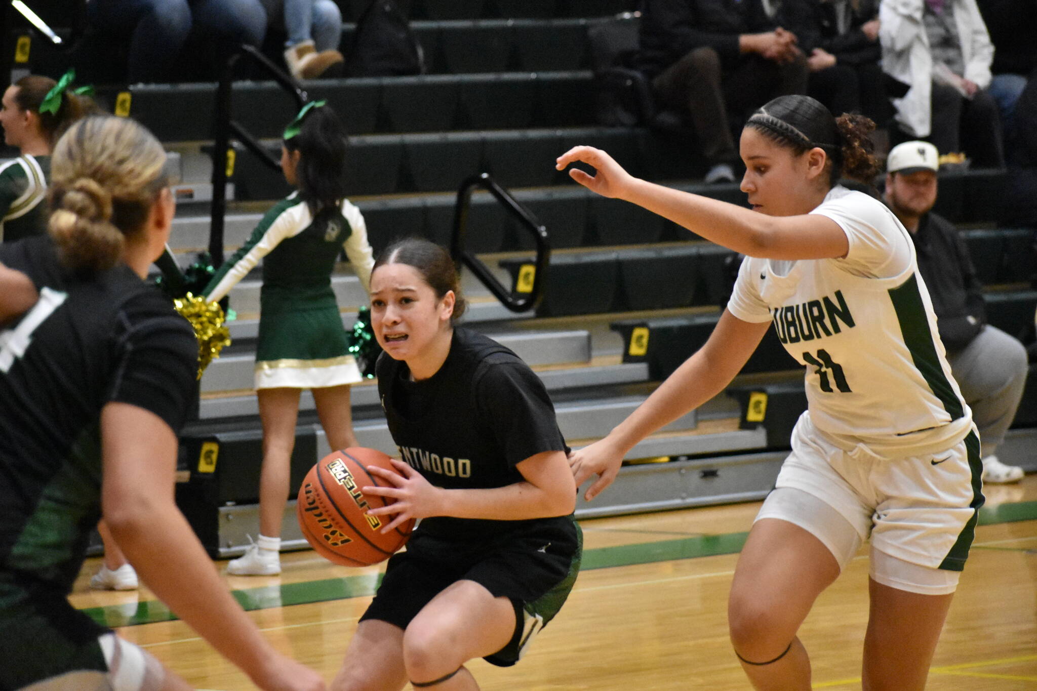 Tyanna Sims drives to the basket against Auburn in the loss. Ben Ray / The Reporter