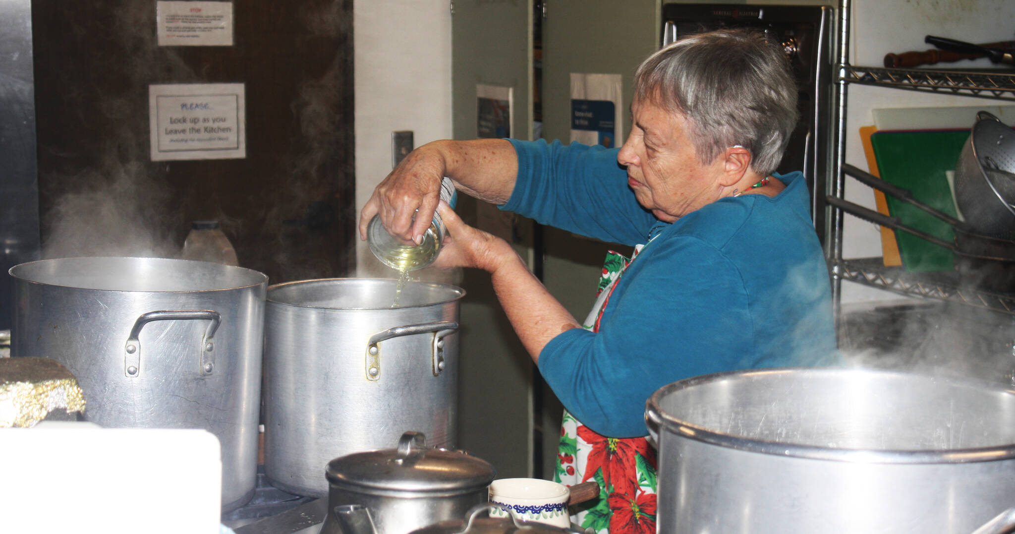 Nancy Turner, 89, cooking Dec. 16 in the Kent Lutheran Church kitchen, will retire at the end of the year. STEVE HUNTER, Kent Reporter