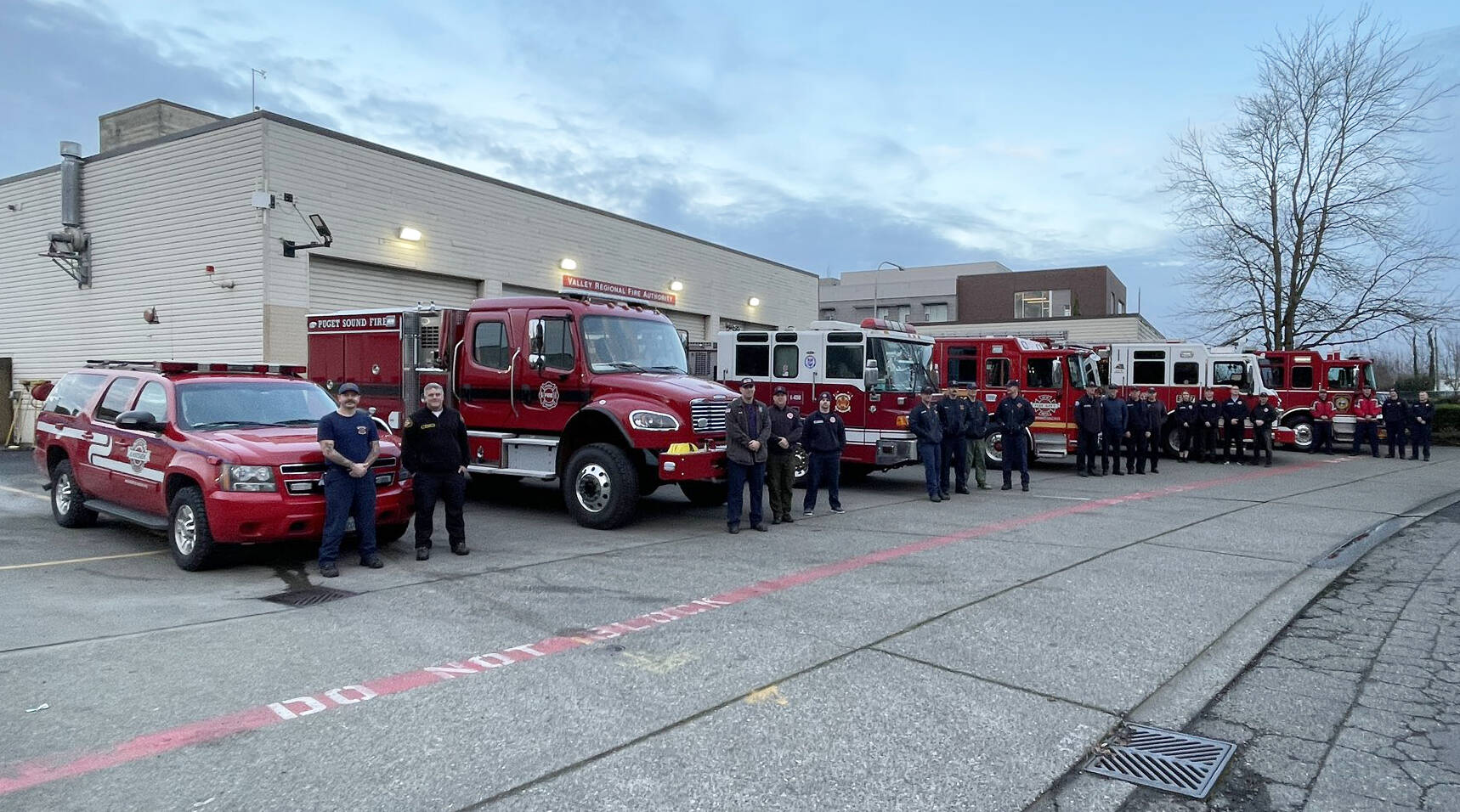 Firefighters from Kent-based Puget Sound Fire are part of a group of firefighters from the area, including Seattle Fire, Valley Regional Fire Authority and South King Fire, that left Thursday morning, Jan. 9 to help fight the wildfires in Los Angeles. COURTESY PHOTO, Puget Sound Fire