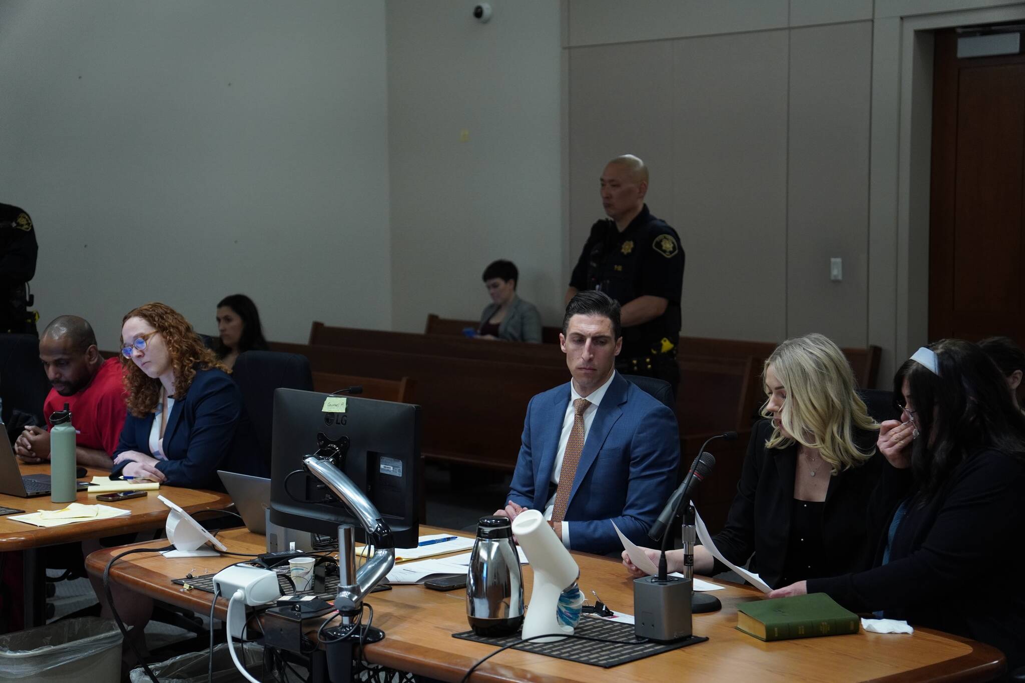 Leonel Gonzalez at his sentencing and the victim’s mother reading a statement to the judge at the sentencing. Photo by Joshua Solorzano/Sound Publishing