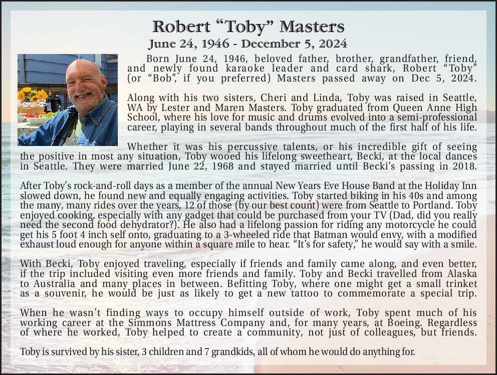 Robert "Toby" Masters | Obituary